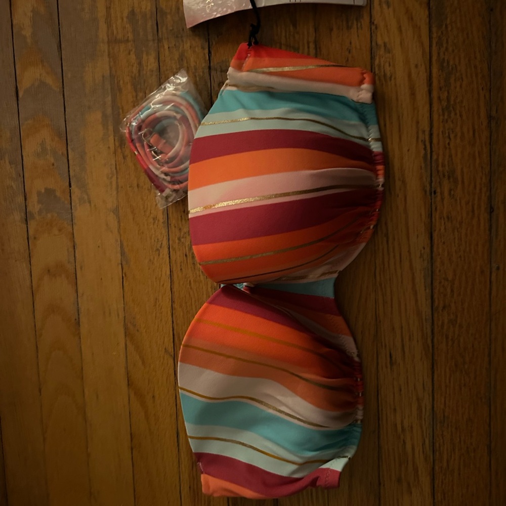 Shade and Shore Colorful Striped bikini top size 36 b
